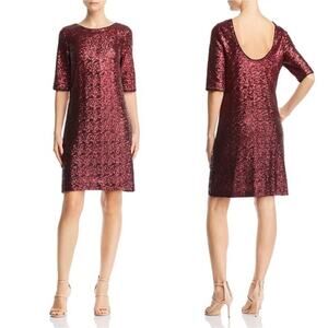 NWT Betsey Johnson Burgundy Ombre Sequin Shift Dress Size 12